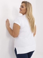 Biała casualowa bluzka plus size z dekoltem V