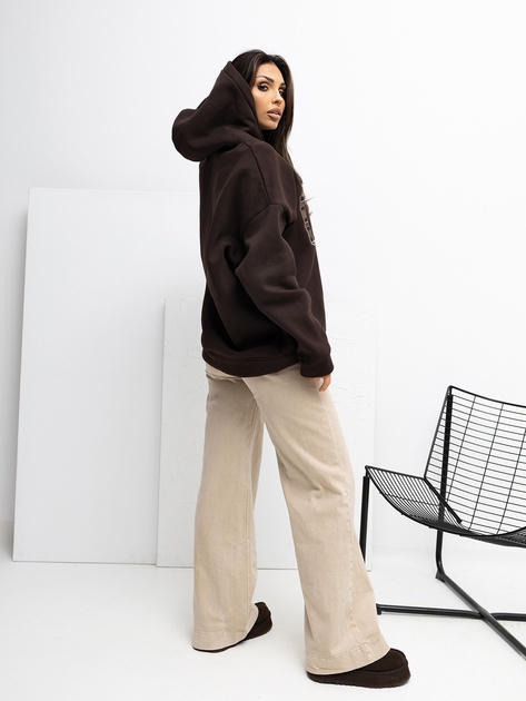 Czekoladowa bluza z kontrastowym napisem RUE PARIS