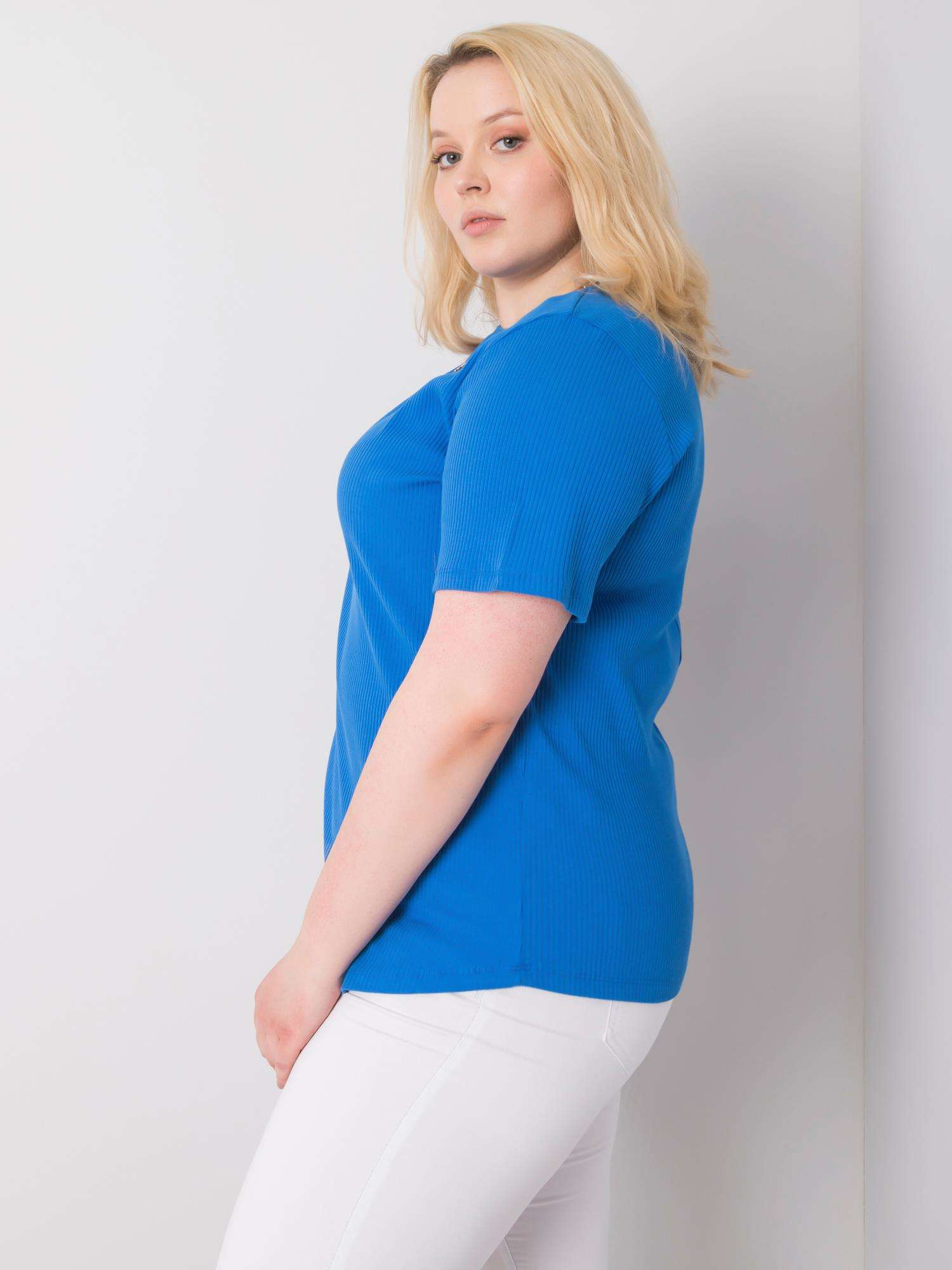 Ciemnoniebieska bluzka w prążek plus size Stella