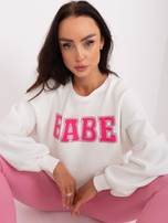 Wholesale Ecru women's sweatshirt with inscription.