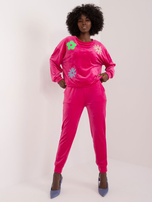 Hurt Fuksjowy komplet damski ze spodniami z weluru