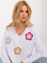 Hurt White casual blouse with a V-neck.