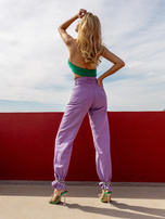 Hurt Fioletowe damskie szerokie spodnie jeansowe high waist