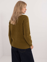 Hurt Oliwkowy sweter z półgolfem i ściągaczami