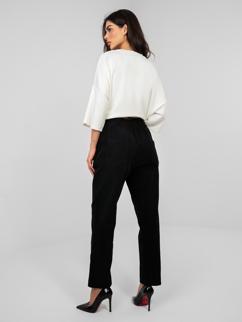 Czarne damskie spodnie paperbag z sztruksu