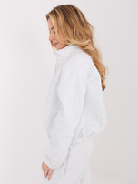 Jasnoszara ocieplana bluza basic z suwakiem