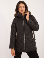 Hurt Czarna puchowa kurtka przejściowa z pikowaniem