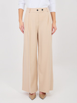 Beżowe garniturowe spodnie z wysokim stanem RUE PARIS 