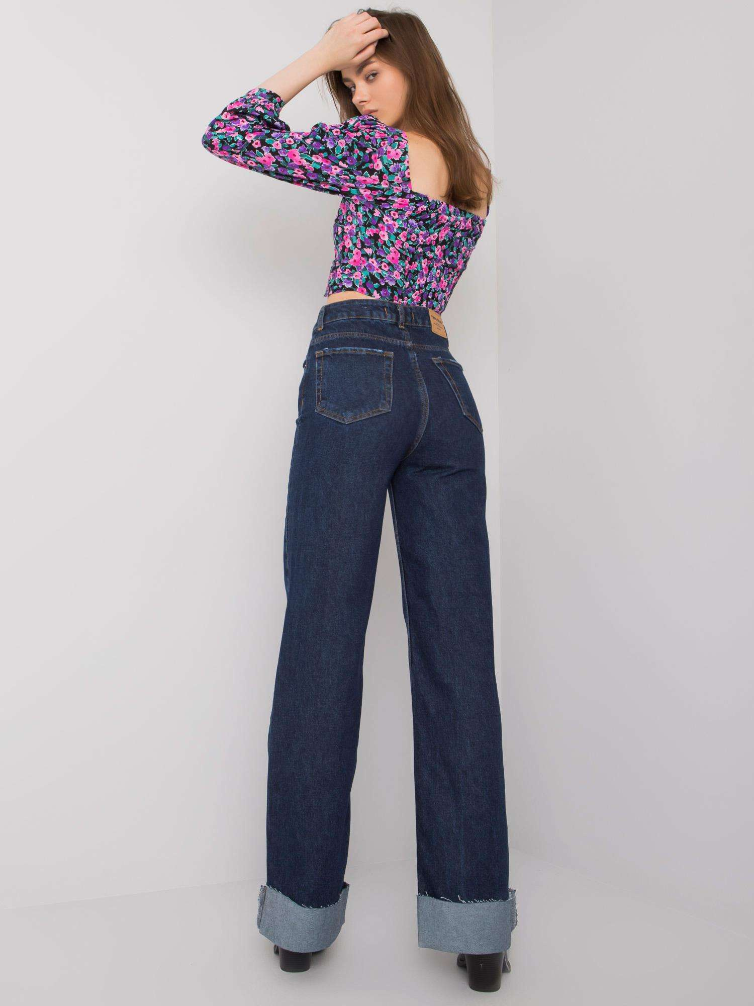 Ciemnoniebieskie szerokie jeansy Hartford