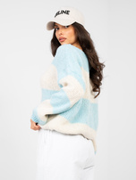 Pastelowy niebieski damski sweter z okrągłym dekoltem