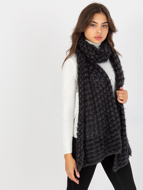 Hurt Ciemnoszaro-czarny zimowy szal damski