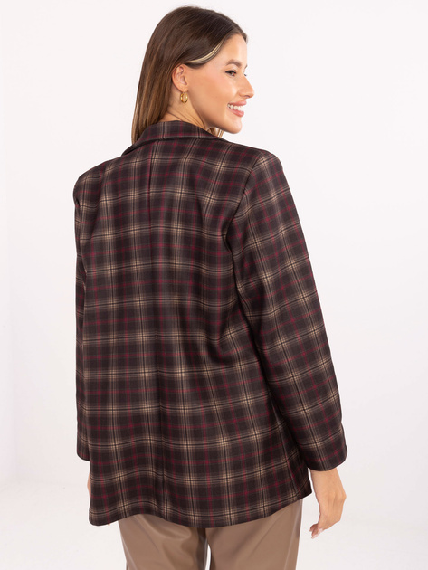 Brązowo-camelowa marynarka z zapięciem na guzik