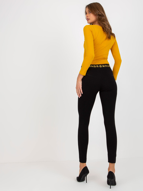 Hurtownia Czarne legginsy na co dzień z gumką w pasie