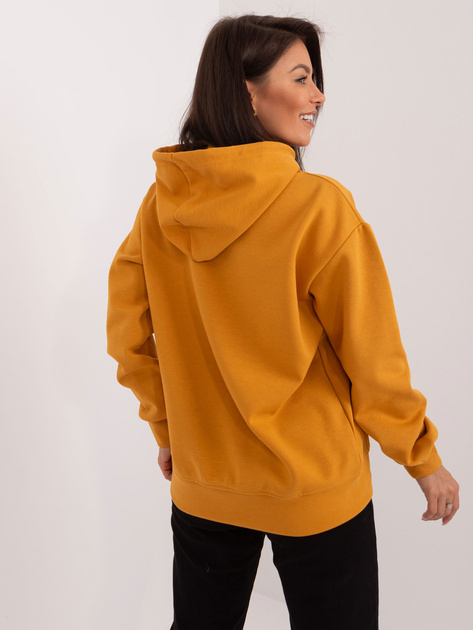 Hurt Musztardowa gładka bluza kangurka ze ściągaczami