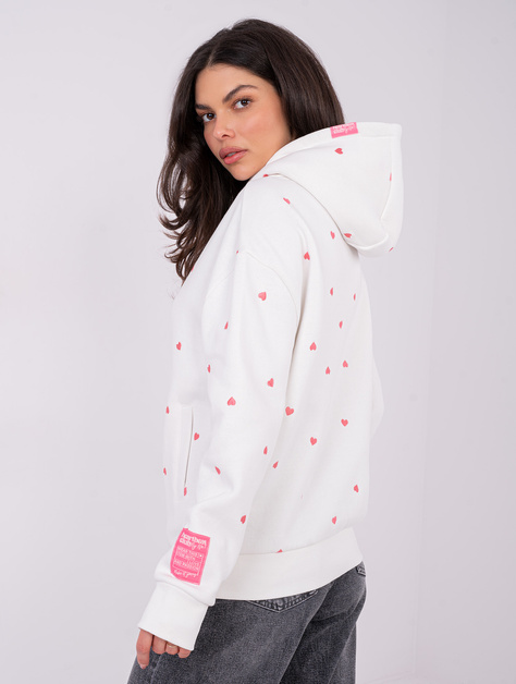 Biała ocieplana bluza z kieszeniami