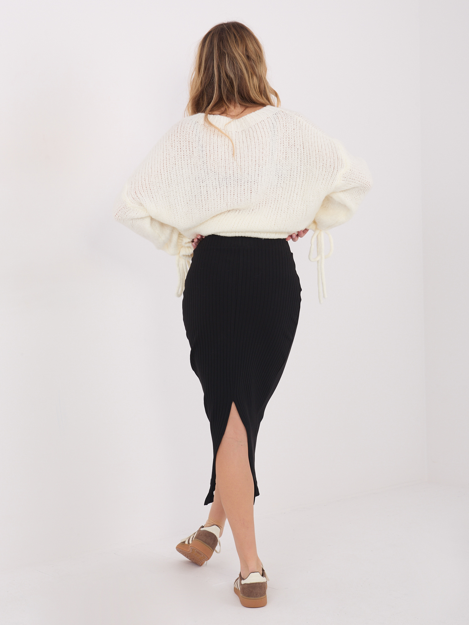 Black fitted striped skirt RUE PARIS.