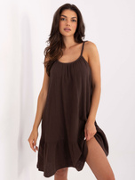 Ciemnobrązowa bawełniana sukienka z muślinu OCH BELLA