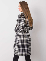 Czarno-biały płaszcz w kratę Raquel