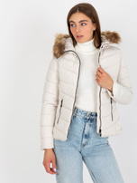 Hurtownia Biała pikowana kurtka przejściowa z kapturem 