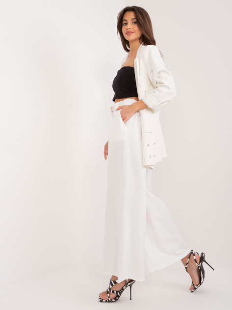 Hurt Ecru garniturowe spodnie z szeroką nogawką