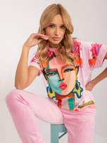 Hurt Jasnoróżowy dwuczęściowy komplet welurowy RUE PARIS