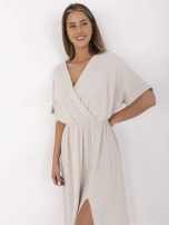 Beżowa letnia sukienka damska z muślinu