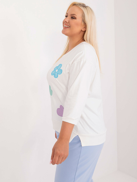 Hurt Ecru casualowa bluzka plus size z rozcięciami