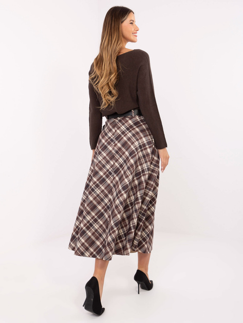 Brązowa midi spódnica z paskiem RUE PARIS