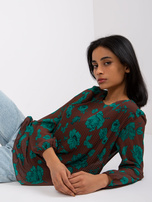 Brązowo-zielona bluzka plisowana Liana 