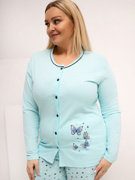 Miętowa dwuczęściowa piżama plus size ze spodniami