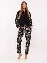 Czarny dwuczęściowy komplet ze spodniami 