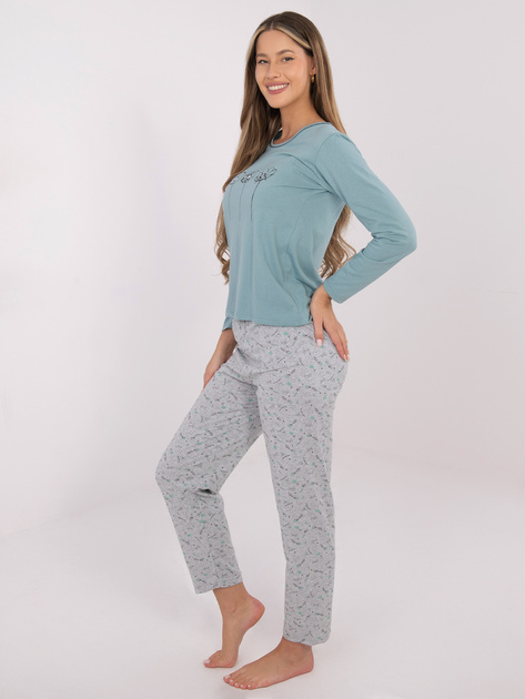 Ciemnomiętowa bawełniana piżama ze spodniami