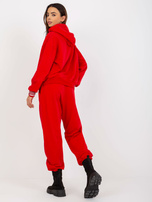 Hurtownia Czerwony komplet dresowy z bluzą z kapturem