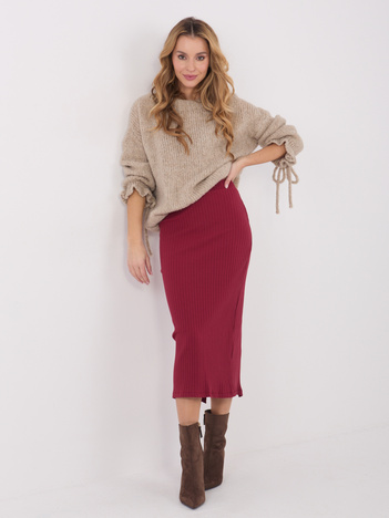 Bordowa spódnica z rozcięciem z tyłu RUE PARIS