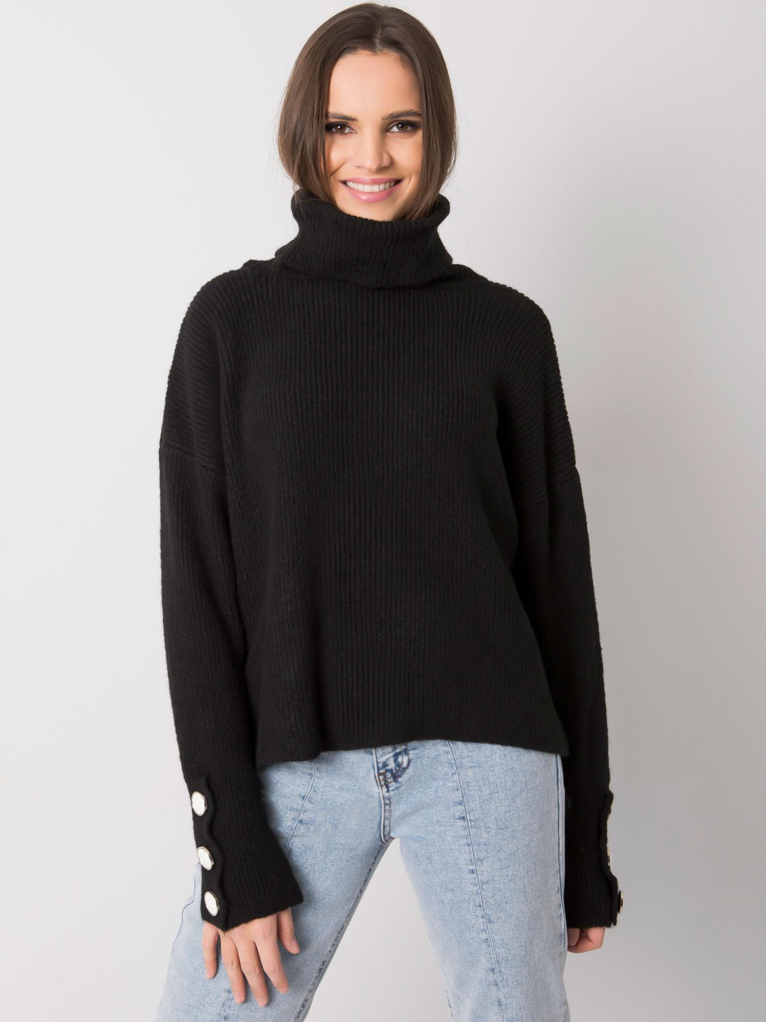 Czarny sweter golf damski Emrie RUE PARIS