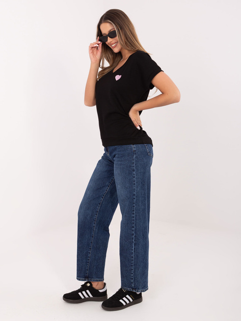 Czarna casualowa bluzka oversize z dekoltem V