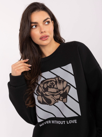 Czarna ocieplana bluza bez kaptura