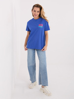 Ciemnoniebieski t-shirt z napisami SUBLEVEL