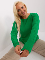 Hurt Zielony sweter plus size z okrągłym dekoltem