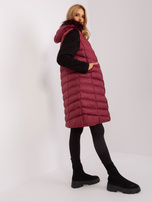 Hurt Bordowa długa kamizelka z pikowaniem RUE PARIS