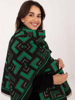 Hurt Czarno-zielony szal w geometryczne wzory