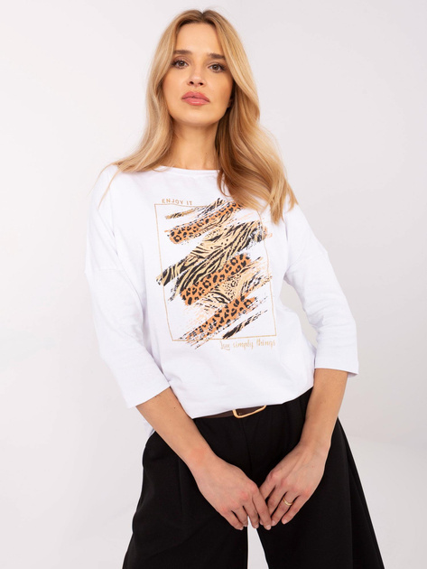 Hurt Biała casualowa bluzka z okrągłym dekoltem