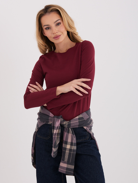 Bordowa damska bluzka basic z bawełny