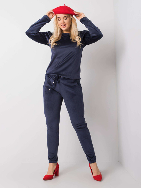 Granatowy welurowy komplet plus size Jeanne