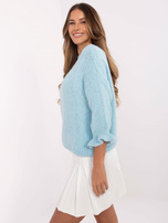 Hurt Jasnoniebieski damski sweter oversize z wełną