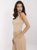 Beżowy prążkowany top bez rękawów 