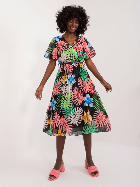 Hurt Czarna midi sukienka z krótkim rękawem