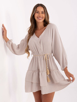 Beżowa sukienka boho z muślinu 