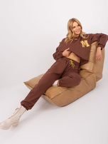 Hurt Ciemnobrązowy ocieplany komplet dresowy damski