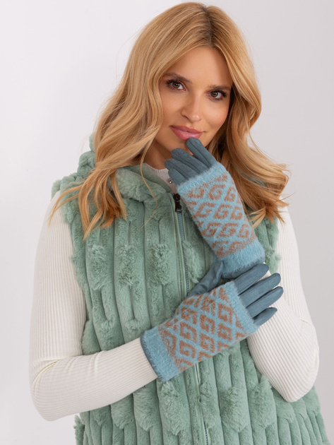 Ciemnomętowe zimowe rękawiczki do smartfona